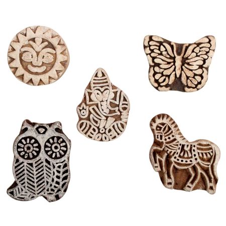 Set of 5 Piece New Mix Wooden Printing Block